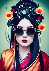 Porträt eines viktorianischen Steampunk-Roboters mit schönem Make-up. Künstlerische abstrakte Steampunk-Fantasie. Das Konzept eines Vintage-Roboters. © designprojects