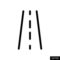Road vector icon in line style design for website design, app, UI, isolated on white background. Editable stroke. Vector illustration.