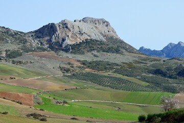 Valle en el sur de la Comarca de Antequera, Málaga, Andalucía, España