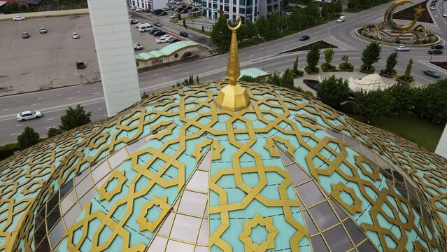 Aimani Kadyrova Mosque in Argun, Chechnya. Drone view