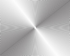  Line art optical art. Psychedelic background. Monochrome background. Optical illusion style. Black dark background. . Graphic ornament. Vector template