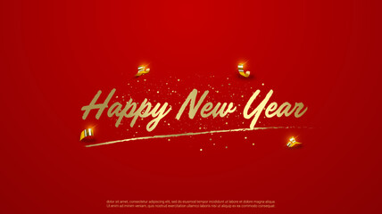 Happy new year letters banner, vector art and illustration. can use for, landing page, template, banner, background