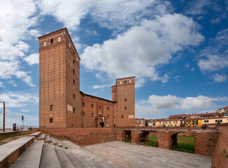 Fossano, Piedmont, Italy - october 20, 2022: the Castle of the Princes of Acaja (14th century) with...