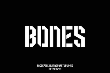 Unique and bold geometric stencil type font vector