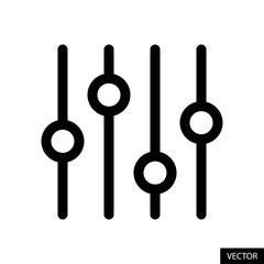 Adjustment or Equalizer button vector icon in line style design for website design, app, UI, isolated on white background. Editable stroke. Vector illustration.