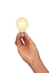 Gesture series: hand holding burning light bulb.