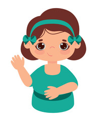 cute girl waving hand