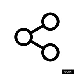 Share or Connection vector icon in line style design for website design, app, UI, isolated on white background. Editable stroke. Vector illustration.