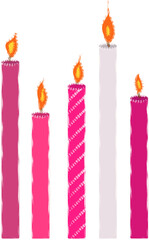 Pink candles for Birthday cake. Birthday candles png. Decor for holiday.