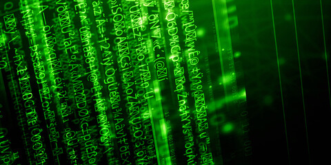 2d illustration abstract digital binary data on computer screen
