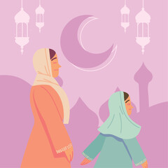 Obraz na płótnie Canvas woman and girl muslim culture