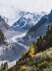flowing glacier with autumn colors