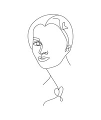Half face in one line style. Vector stock illustration. White background. isolated. A girl in a modern style. Minimalism. geometry and line