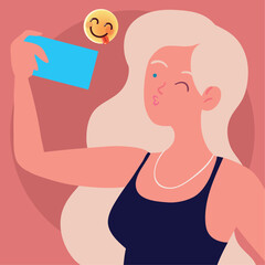 woman taking selfie with phone