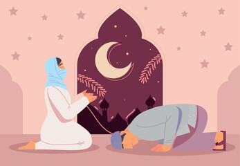 praying arabic couple