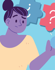 woman thinking, solving idea