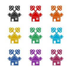 Key house logo design icon isolated on white background. Set icons colorful