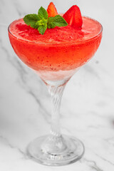 strawberry frose cocktail with pink wine Frose Slushy Smoothy Alcoholic Beverage. Boozy Frozen Rose Frose