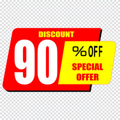90 percent discount sign icon. Sale symbol. Special offer label