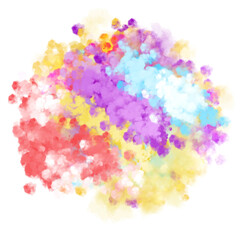 Abstract soft aesthetic watercolor painting illustration of clouds element. Minimalist colorful art background. Explosion of multicolor powder. transparent background PNG file