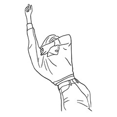Line art minimal of fashion people lifestyle in hand drawn concept for decoration, doodle style