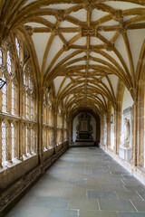 Fototapeta na wymiar interior view of one of the corridors of the cloister of the historic Wells Cathedral