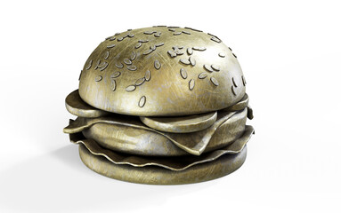 Fototapeta premium Burger with Crown isolated. 3d rendering