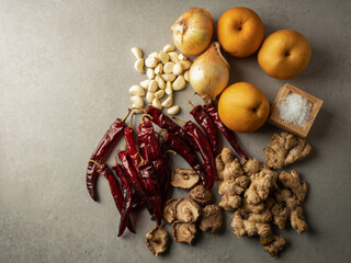 Fruit, ginger and various ingredients, kimjang ingredients