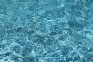 Fototapeta premium blue pool water background photo with caustics in sunny day