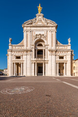 The facade of the basilica of Santa Maria degli Angeli in the homonymous locality, Assisi, Italy