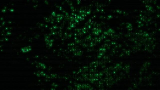 Abstract green computer hex code full-frame loop background. Concept binary encryption technology algorithm screen animation for hud design and artificial intelligence machine learning design template