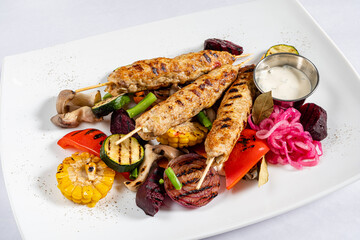 Tasty lula kebab on the plate