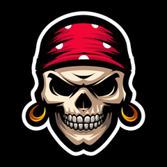 Filibuster skull. Pirate symbol, Jolly Roger. Corsair logo.