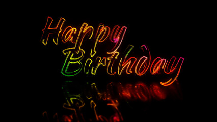 happy birthday greetings written in color lines