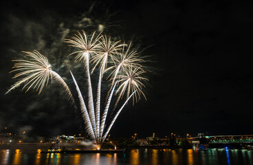 Fototapeta premium fireworks on the river