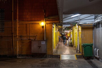 A street light in an alley