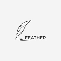 feather pen line logo design