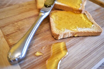 Honey with toast bread