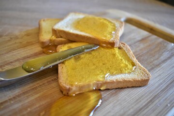 Honey with toast bread