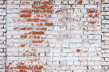 White and red brick wall., old brick, grunge texture background.