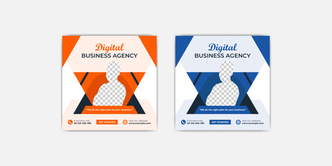 Digital marketing agency corporate social media post, square flyer, web banner template