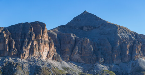 The landscape of the Dolomites seen from the Sella group: one of the most famous and spectacular...