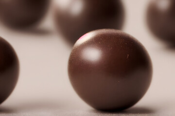 chocolate spheres, a sweet quick snack, sugary chocolate balls