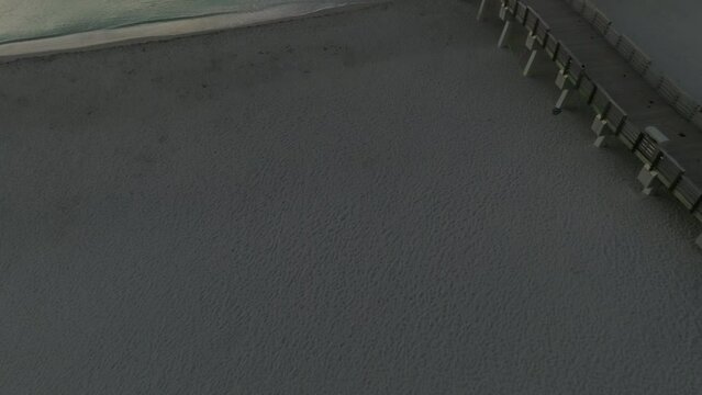 Flying over Venice Fishing Pier to Gulf in the soft morning light
