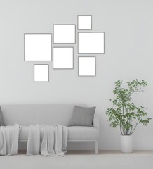 Empty frames on a wall, empty item frame, empty picture