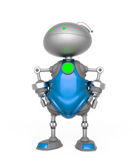 mini bot is doing a super hero pose