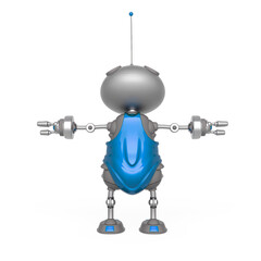 mini bot in t pose on rear view