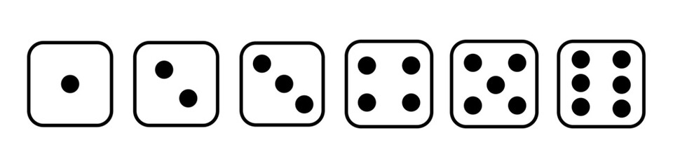 Fototapeta Set of monochrome dices. Vector isolated dice icons obraz