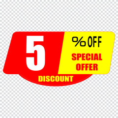 5 percent discount sign icon. Sale symbol. Special offer label