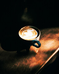 A practice latte art coffee.